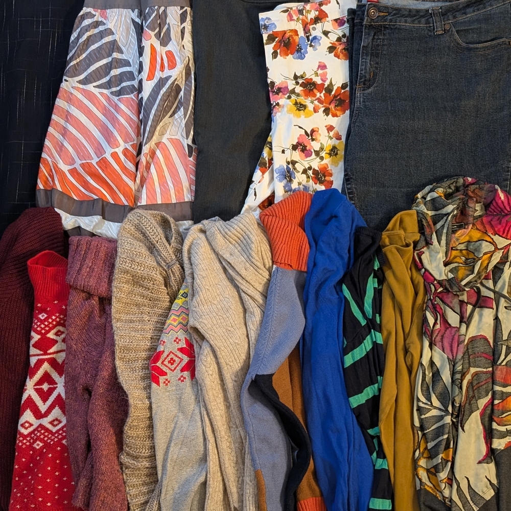 16pc Reseller Box: Pendleton BUM Equipment 24W Plus Size Jeans Gap Skirt Sweater